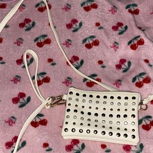 Charming Charlie White Studded Wristlet/Crossbody
